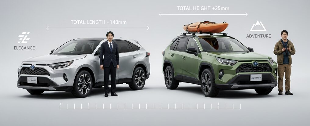 ハリアーとRAV4の大きさの違い