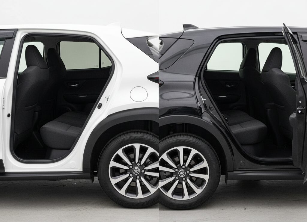 ヤリスクロス、ライズ、後部座席の広さを比較