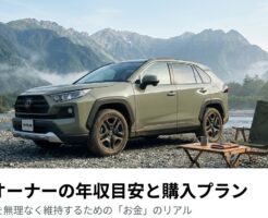 RAV4購入を検討する際の年収目安と、無理のない維持のためのリアルなお金の話をまとめた表紙スライド