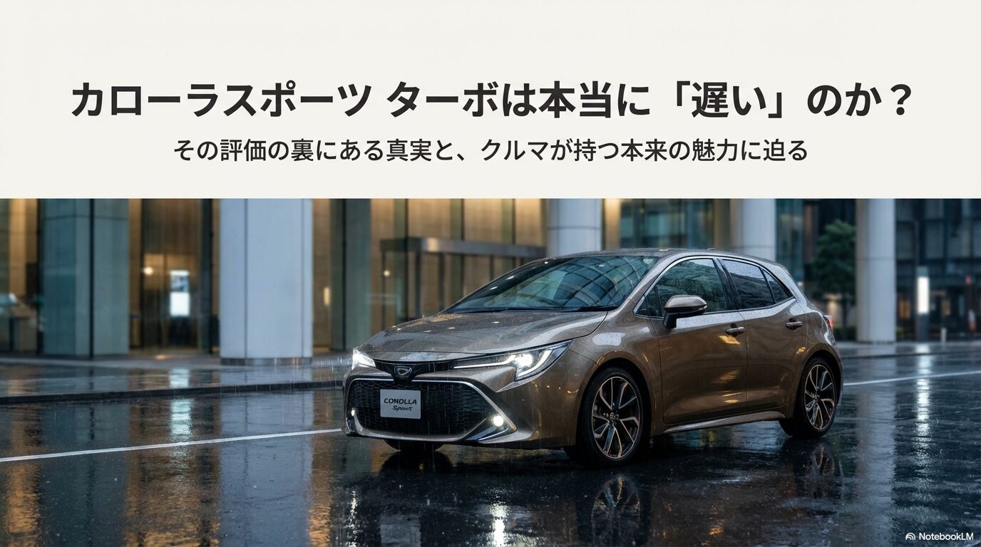 カローラスポーツ・ターボの走行性能検証記事のトップ画像。雨の中を走るカローラスポーツのスタイリッシュな外観スライド