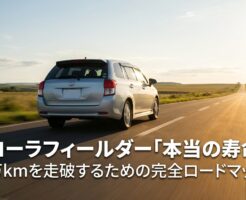 カローラフィールダーで走行距離30万キロを目指すためのメンテナンスロードマップの表紙画像。