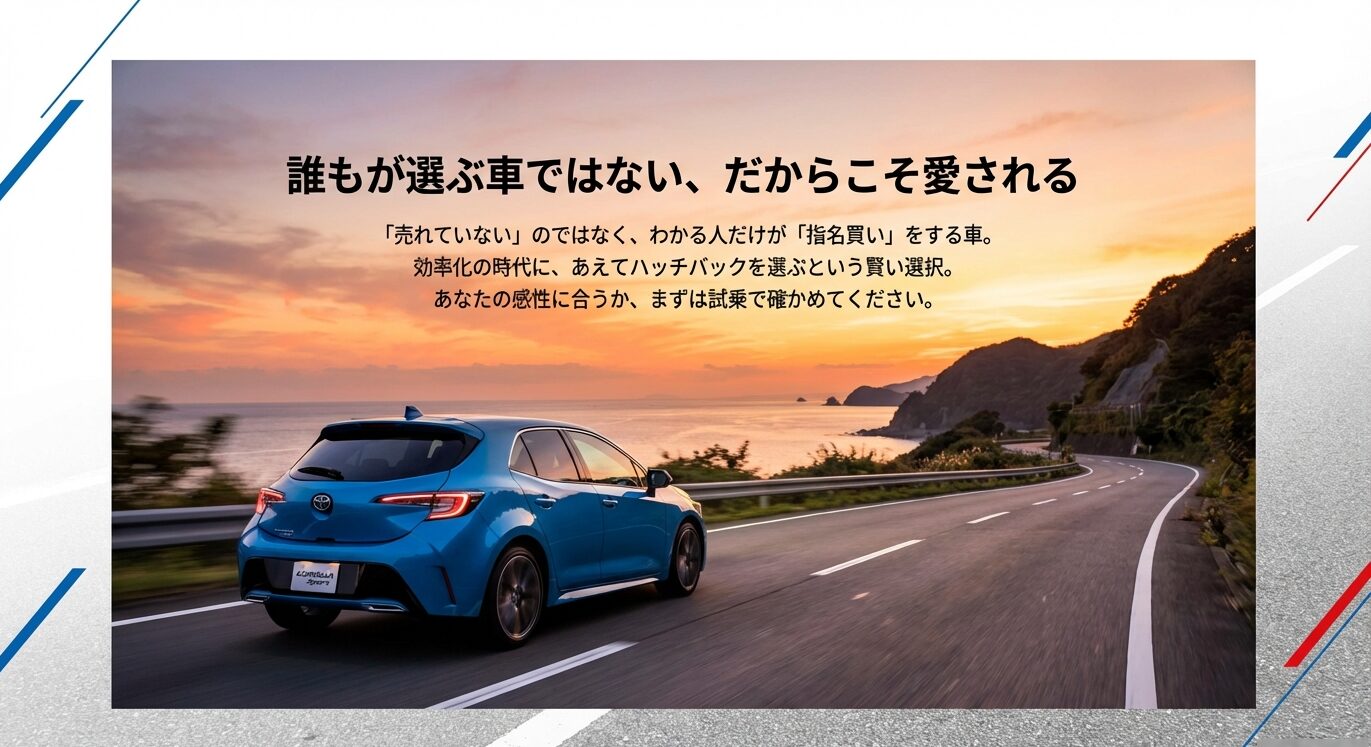 売れていないのではなく感性に合う人が選ぶ賢い選択としてのカローラスポーツのまとめ画像