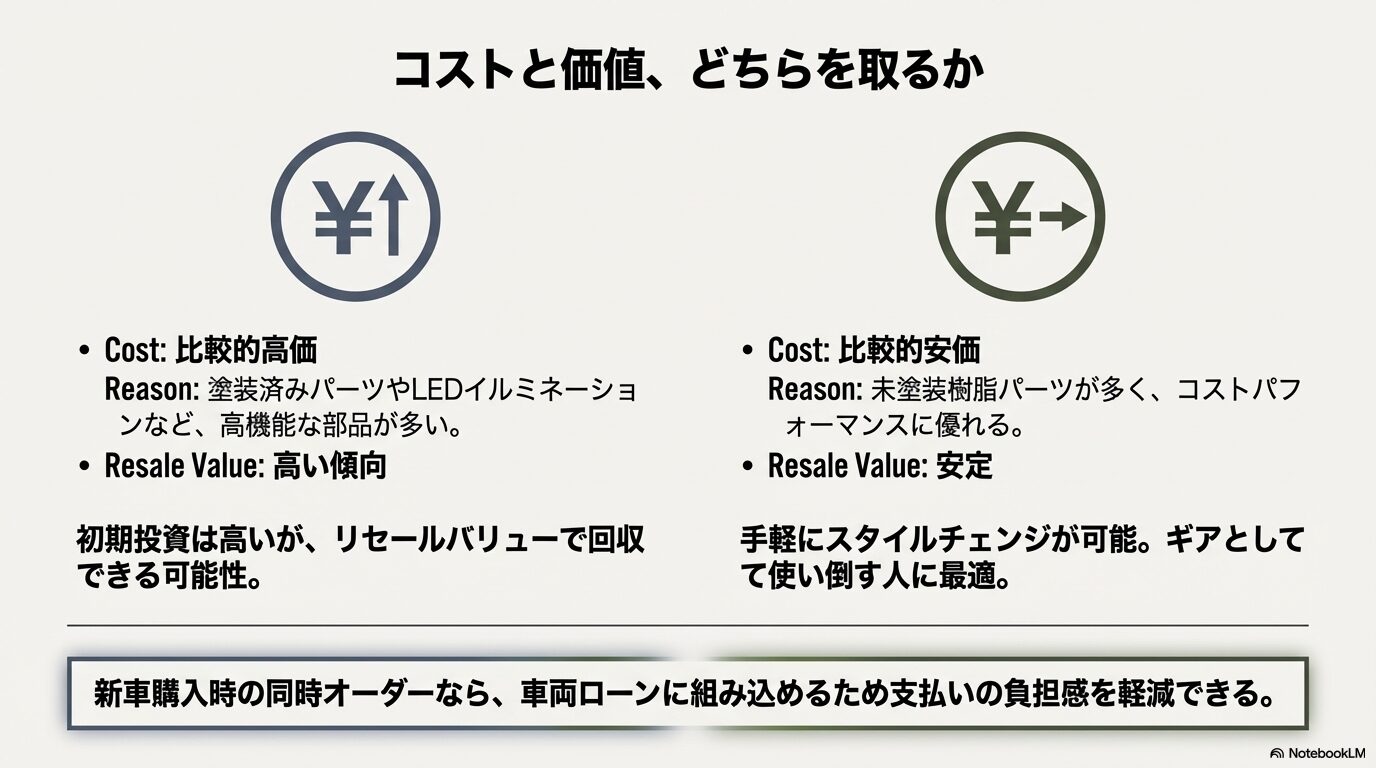 RAV4カスタムパーツのコストパフォーマンス比較：モデリスタの高リセールとTRDの手軽さ