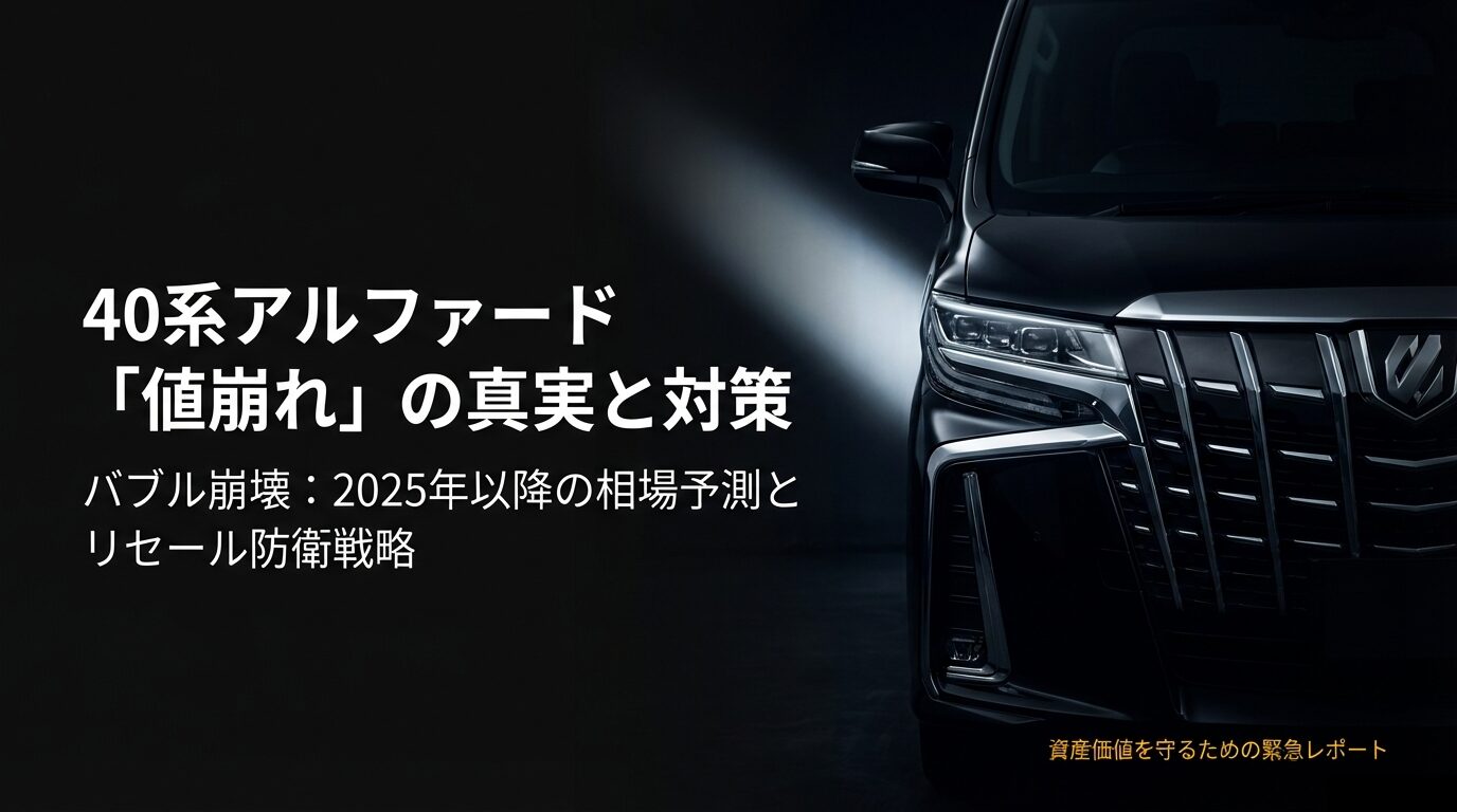 40系アルファードの資産価値を守るためのリセールバリュー分析と防衛戦略のタイトルスライド画像