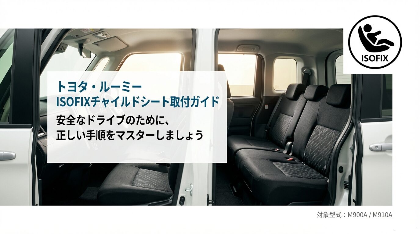 トヨタ・ルーミー（型式M900A/M910A）専用のISOFIXチャイルドシート取付ガイドのタイトル画面