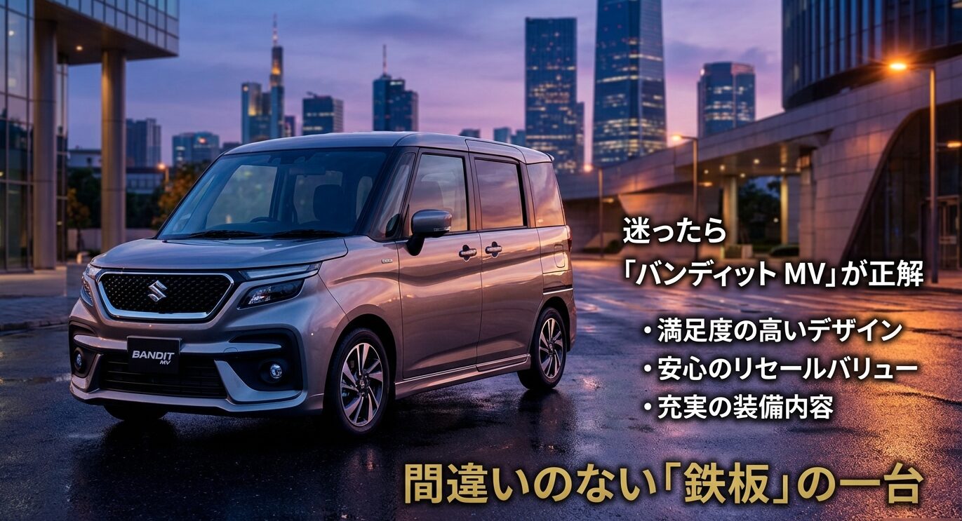 デザイン・リセール・装備の三拍子が揃った鉄板の一台としてバンディットMVを推奨するスライド